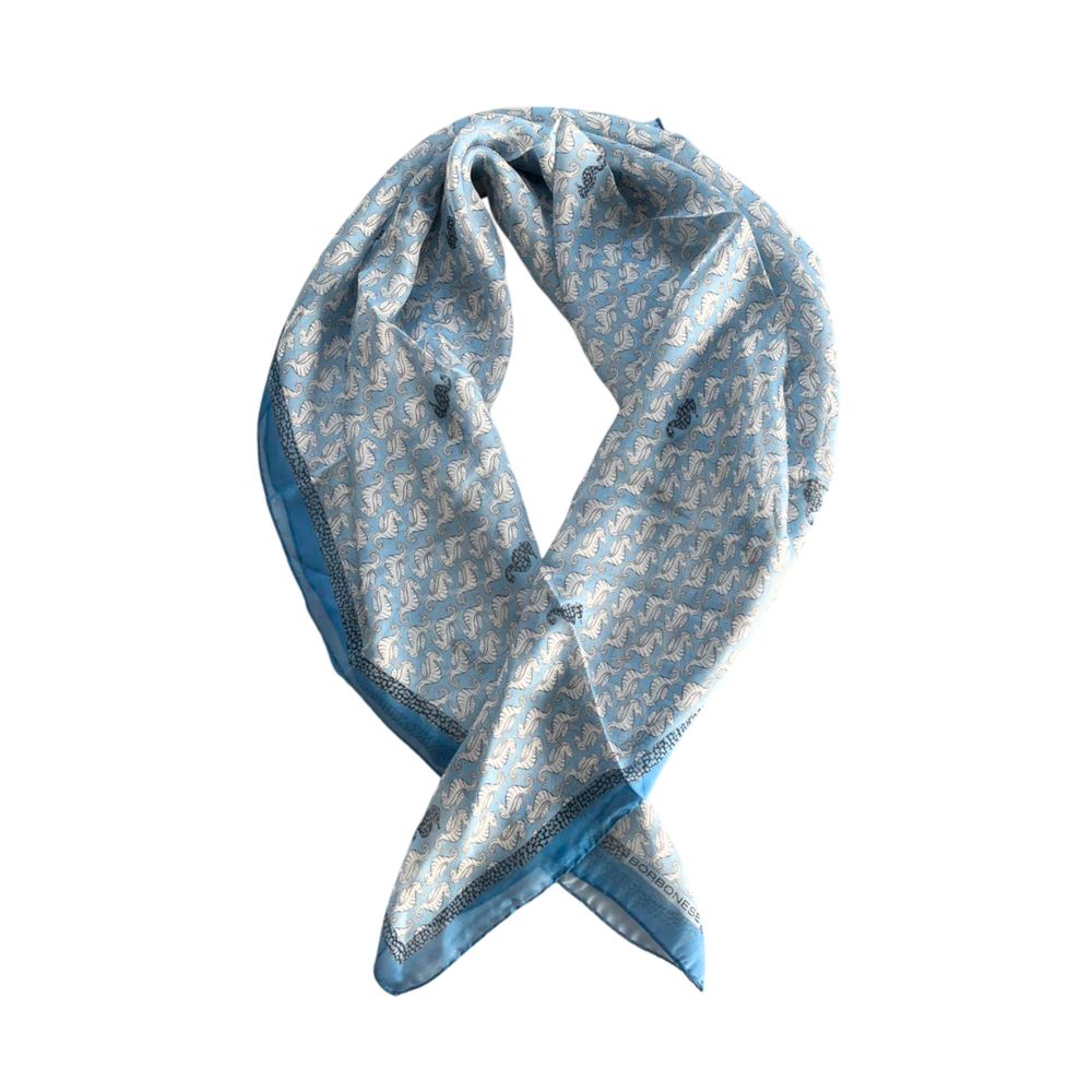Borbonese Blue Silk Women Scarf - ClickThatClicks 