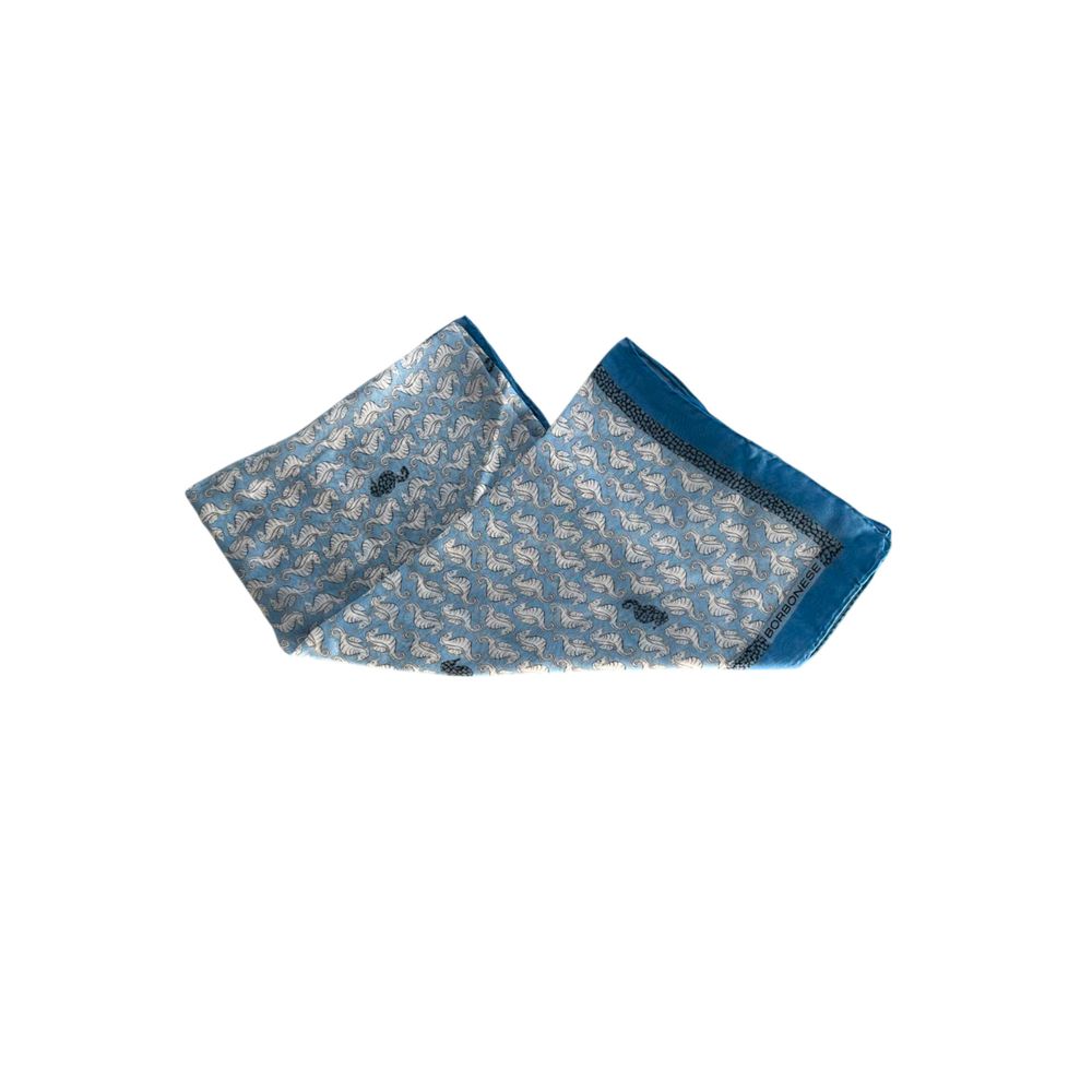 Borbonese Blue Silk Women Scarf - ClickThatClicks 