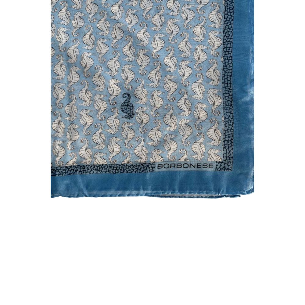 Borbonese Blue Silk Women Scarf - ClickThatClicks 