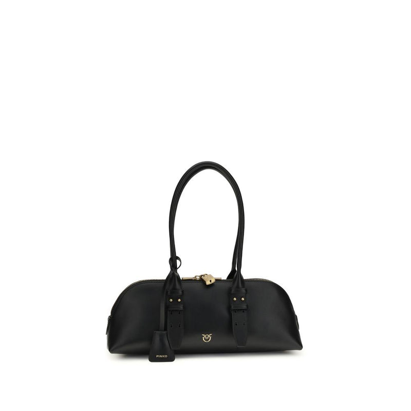 PINKO Black Calf Leather Bos Taurus Shoulder Bag