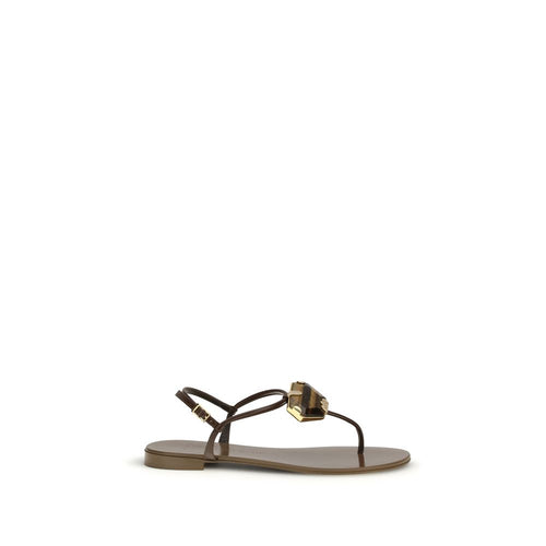 Giuseppe Zanotti Brown Stainless Steel Flat Sandals - ClickThatClicks 