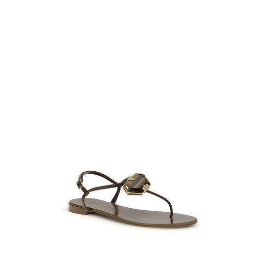 Giuseppe Zanotti Brown Stainless Steel Flat Sandals - ClickThatClicks 