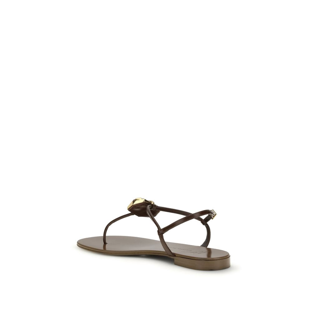 Giuseppe Zanotti Brown Stainless Steel Flat Sandals - ClickThatClicks 