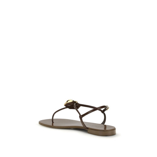 Giuseppe Zanotti Brown Stainless Steel Flat Sandals - ClickThatClicks 