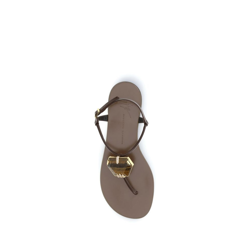 Giuseppe Zanotti Brown Stainless Steel Flat Sandals - ClickThatClicks 