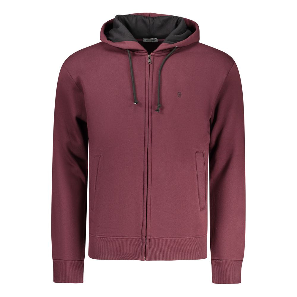 Coveri Moving Red Cotton Men's Hooded Sweatshirt - ClickThatClicks 