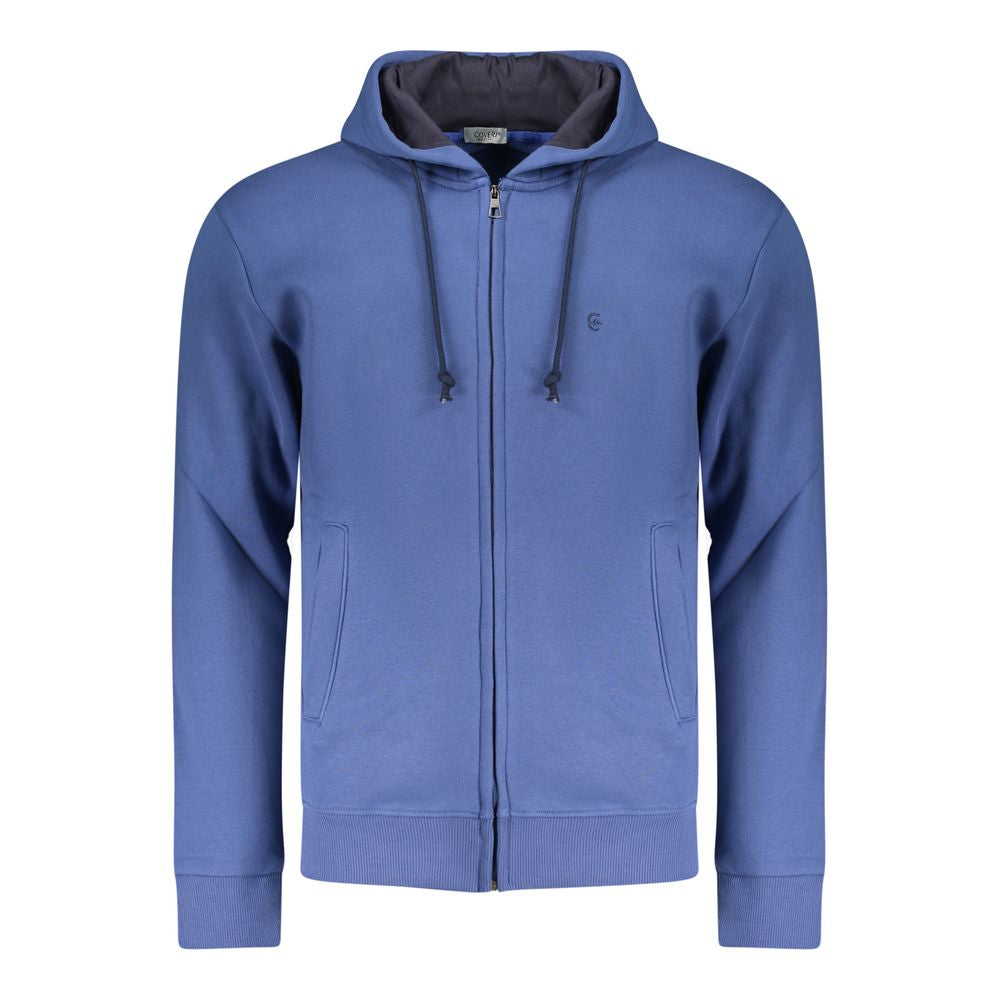 Coveri Moving Blue Cotton Men's Hoodie Sweatshirt - ClickThatClicks 