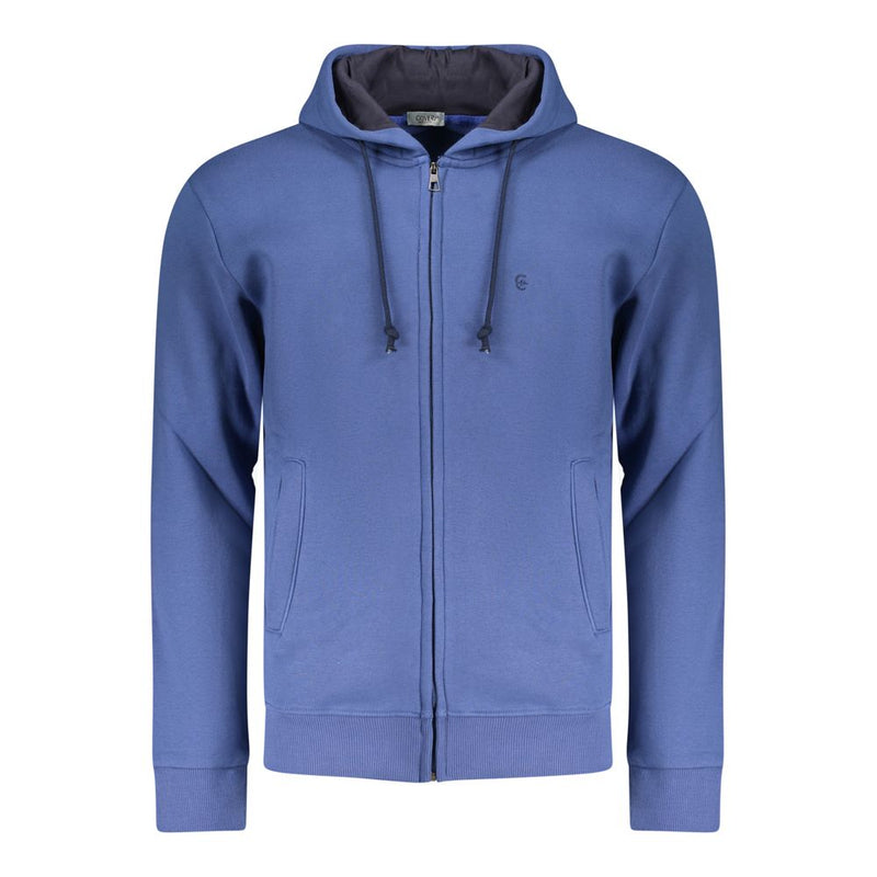 Coveri Moving Blue Cotton Men's Hoodie Sweatshirt