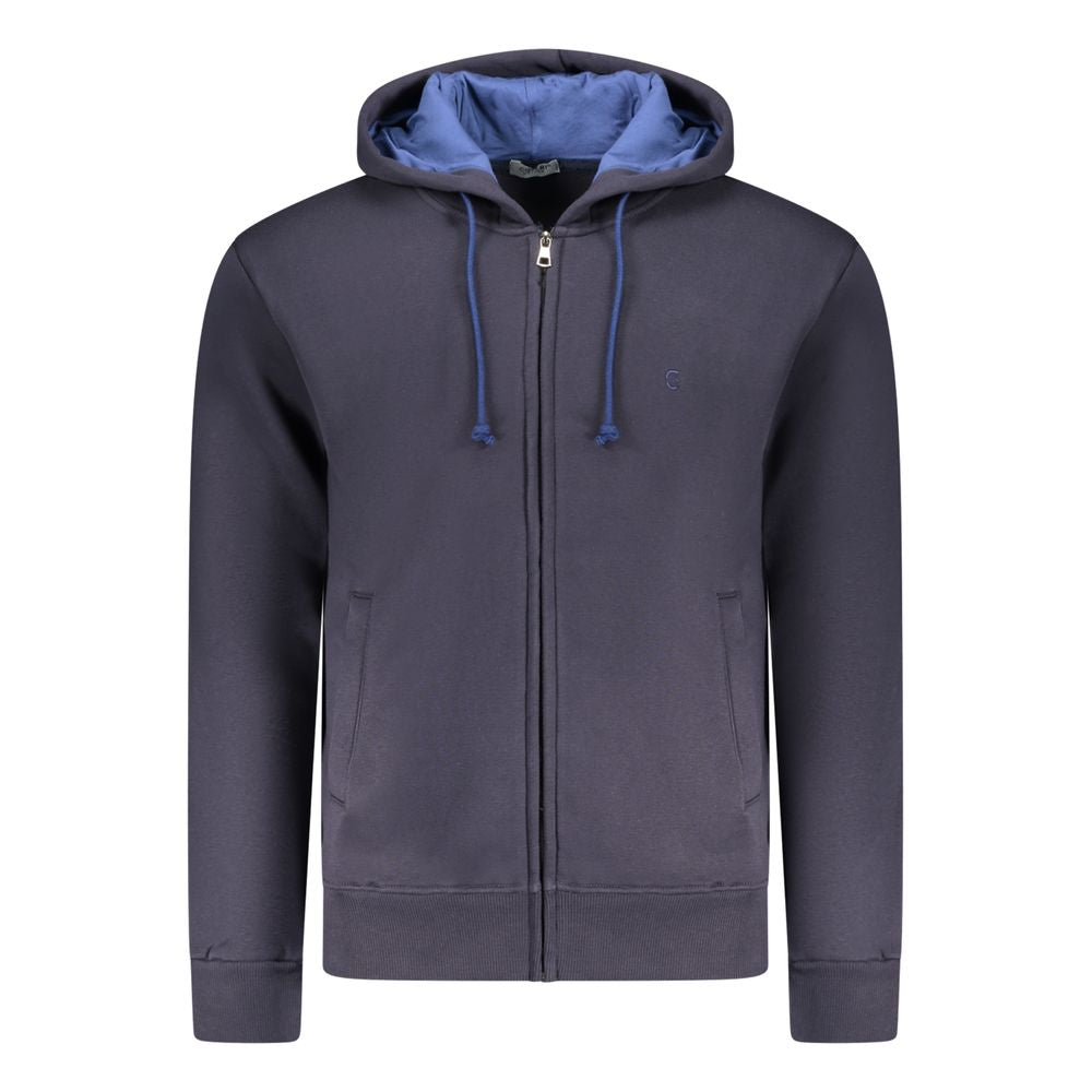 Coveri Moving Blue Cotton Men's Hooded Sweatshirt - ClickThatClicks 