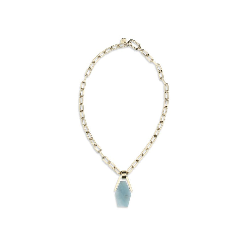 La Double J Light Blue Brass Necklace
