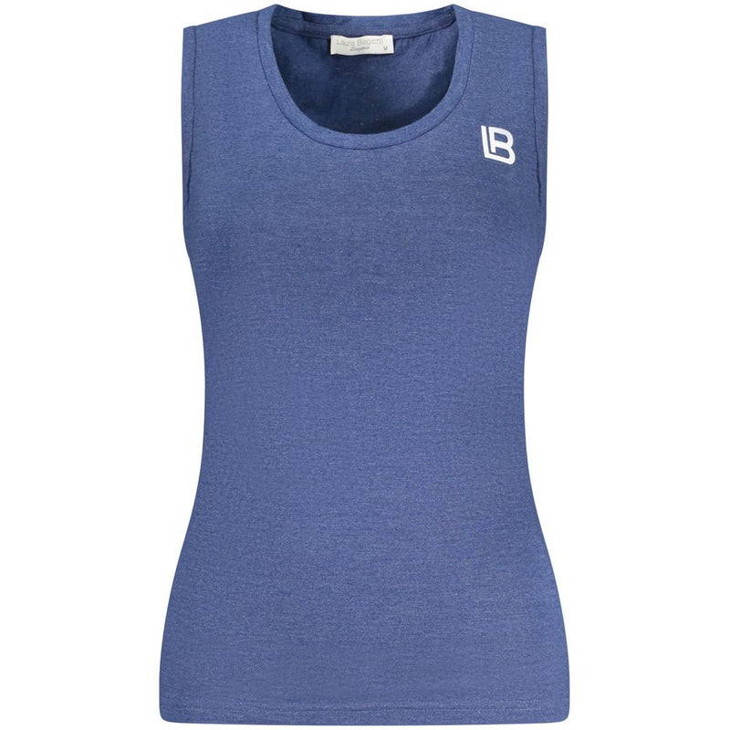 Laura Biagiotti Blue Cotton Sleeveles T-Shirt