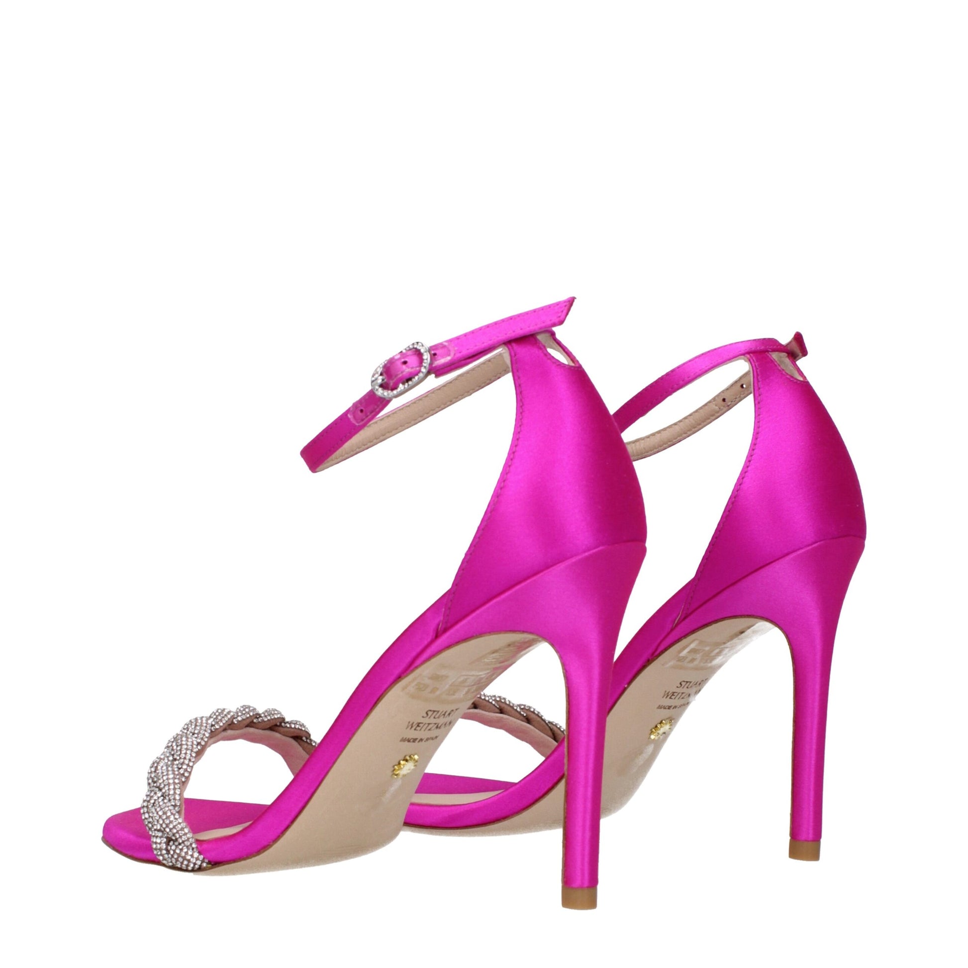 Stuart Weitzman Pink Satin Stiletto Heel Sandals - ClickThatClicks 