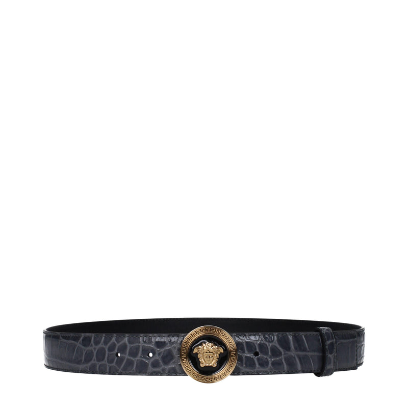 Versace Gray Leather Regular Belt