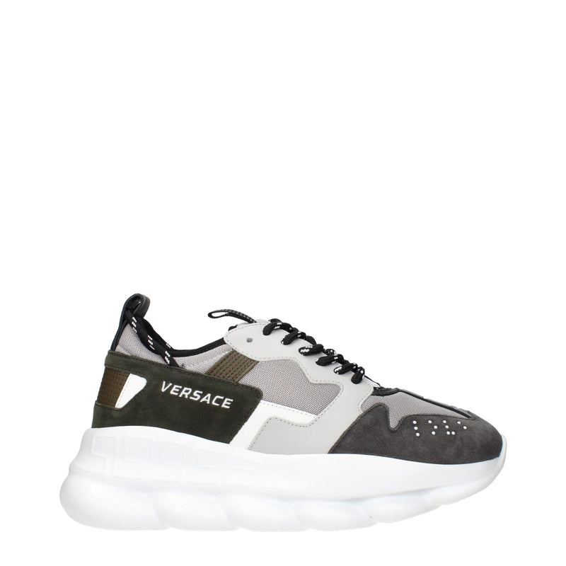 Versace Gray Fabric Chunky Sneakers