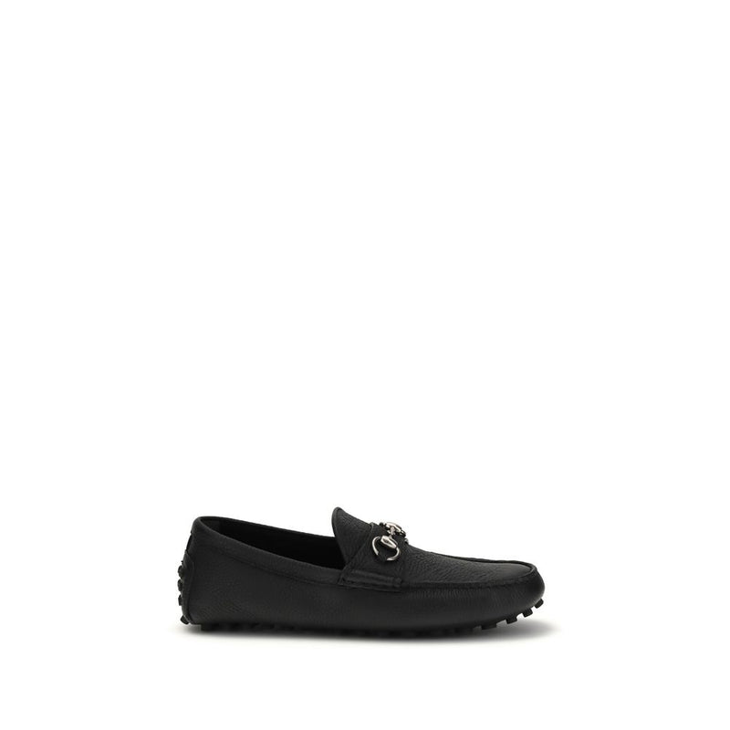 Gucci Black Calf Leather Bos Taurus Slip-On Loafers