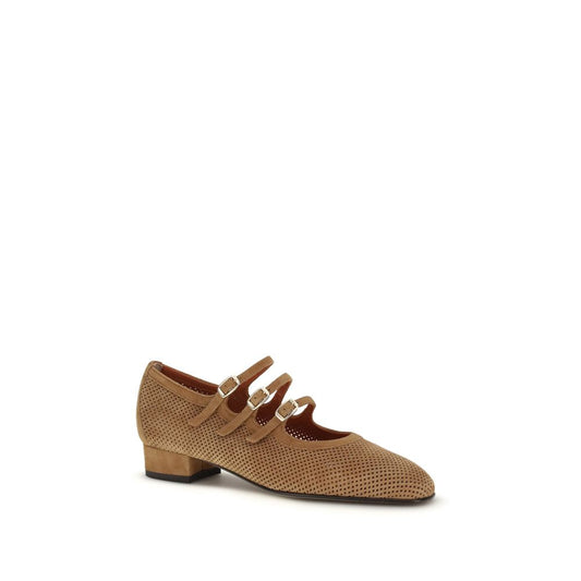 Carel Paris Beige Calf Leather Bos Taurus Ballet Flats - ClickThatClicks 