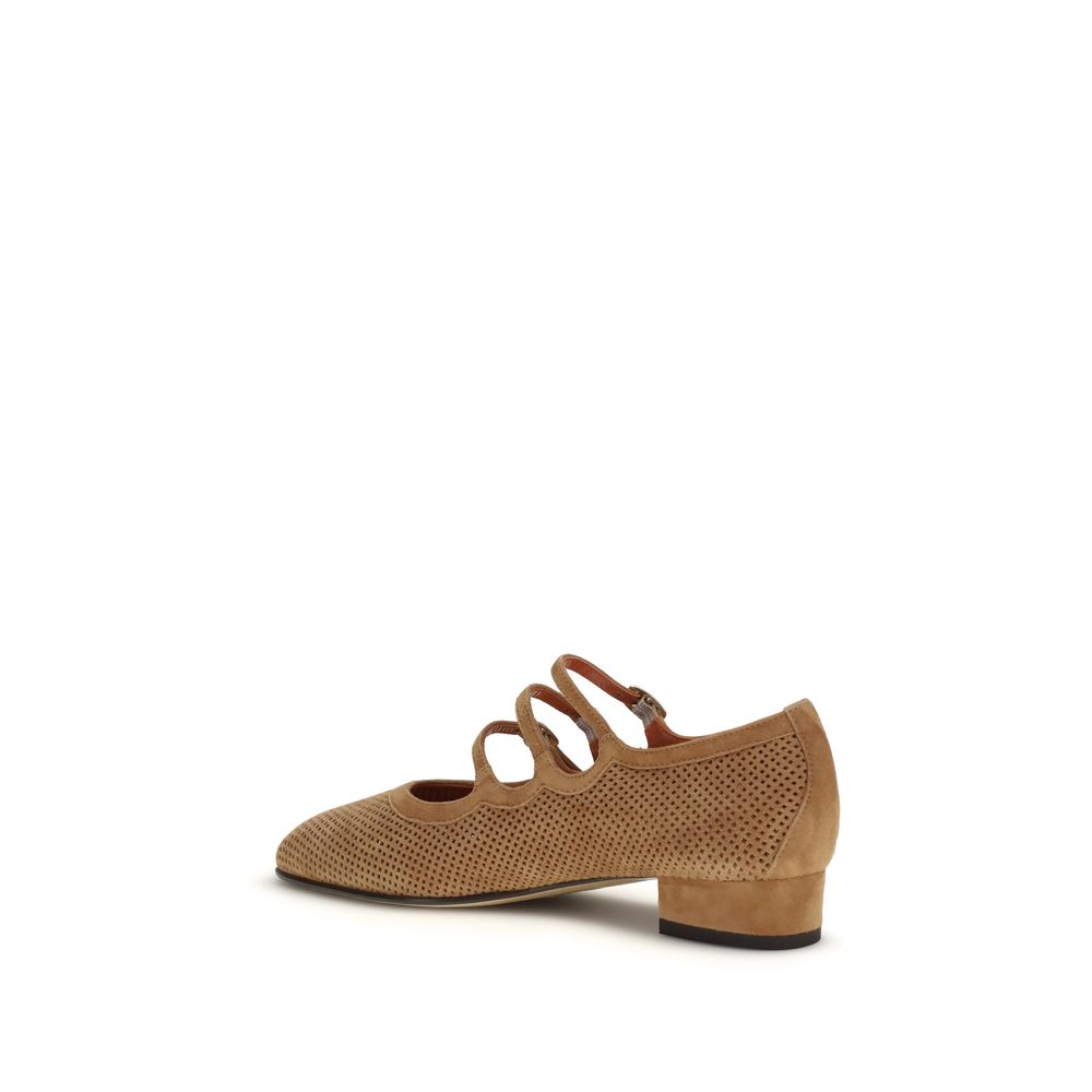 Carel Paris Beige Calf Leather Bos Taurus Ballet Flats - ClickThatClicks 