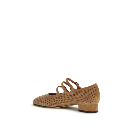 Carel Paris Beige Calf Leather Bos Taurus Ballet Flats - ClickThatClicks 