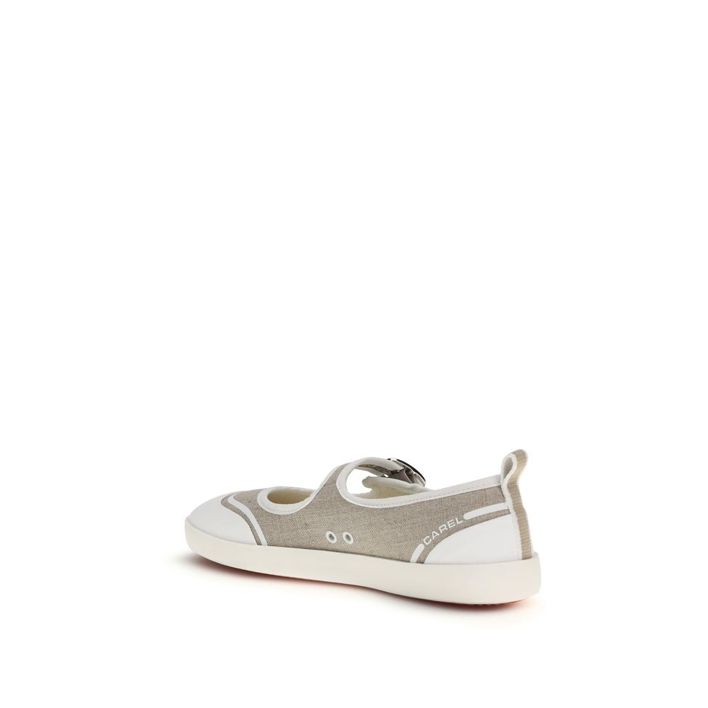 Carel Paris Beige Cotton Ballet Flats - ClickThatClicks 