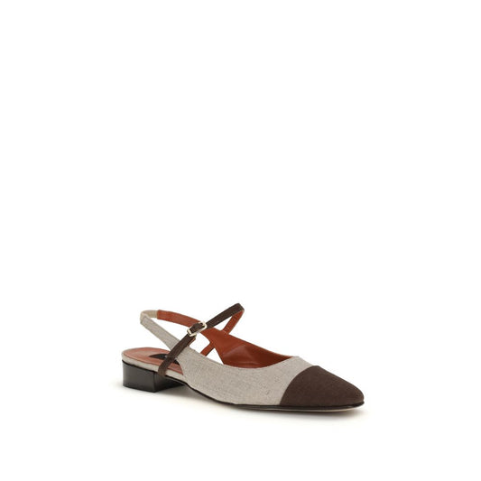 Carel Paris Beige Cotton Ballet Flats - ClickThatClicks 