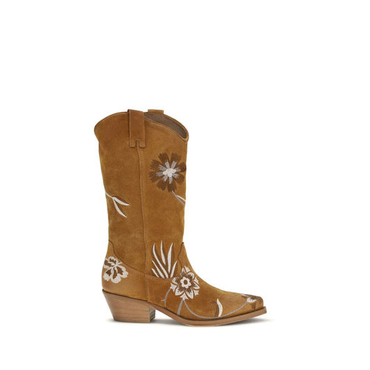 P.A.R.O.S.H. Brown Calf Leather Bos Taurus Ankle Boots - ClickThatClicks 
