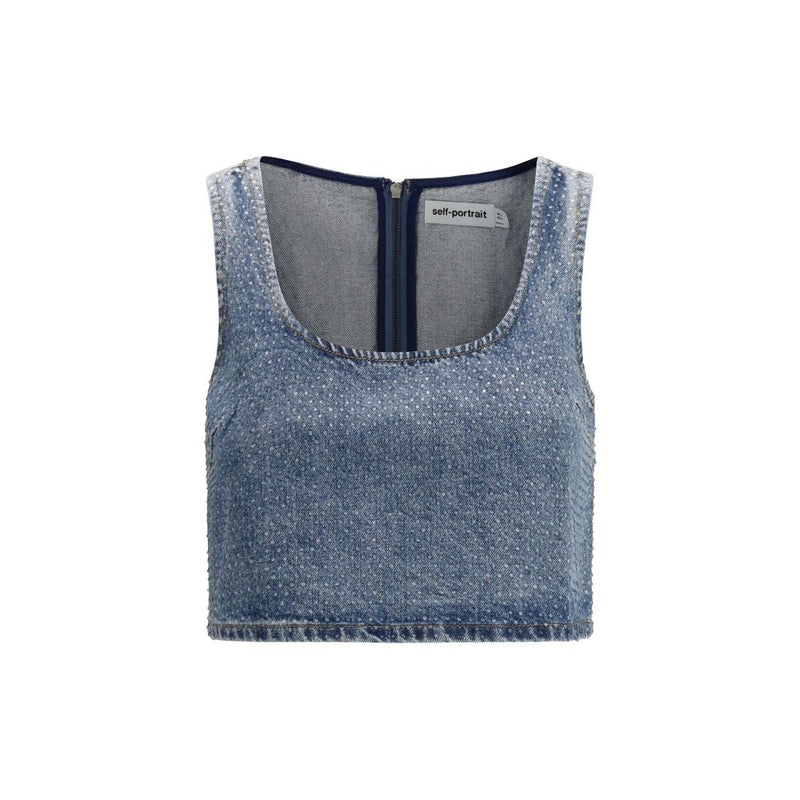 Self-Portrait Blue Cotton Top