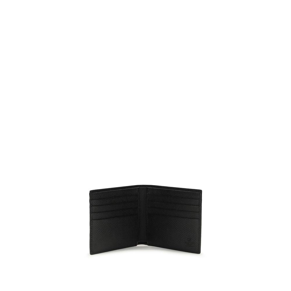 Valentino Garavani Black Calf Leather Bos Taurus Wallet - ClickThatClicks 