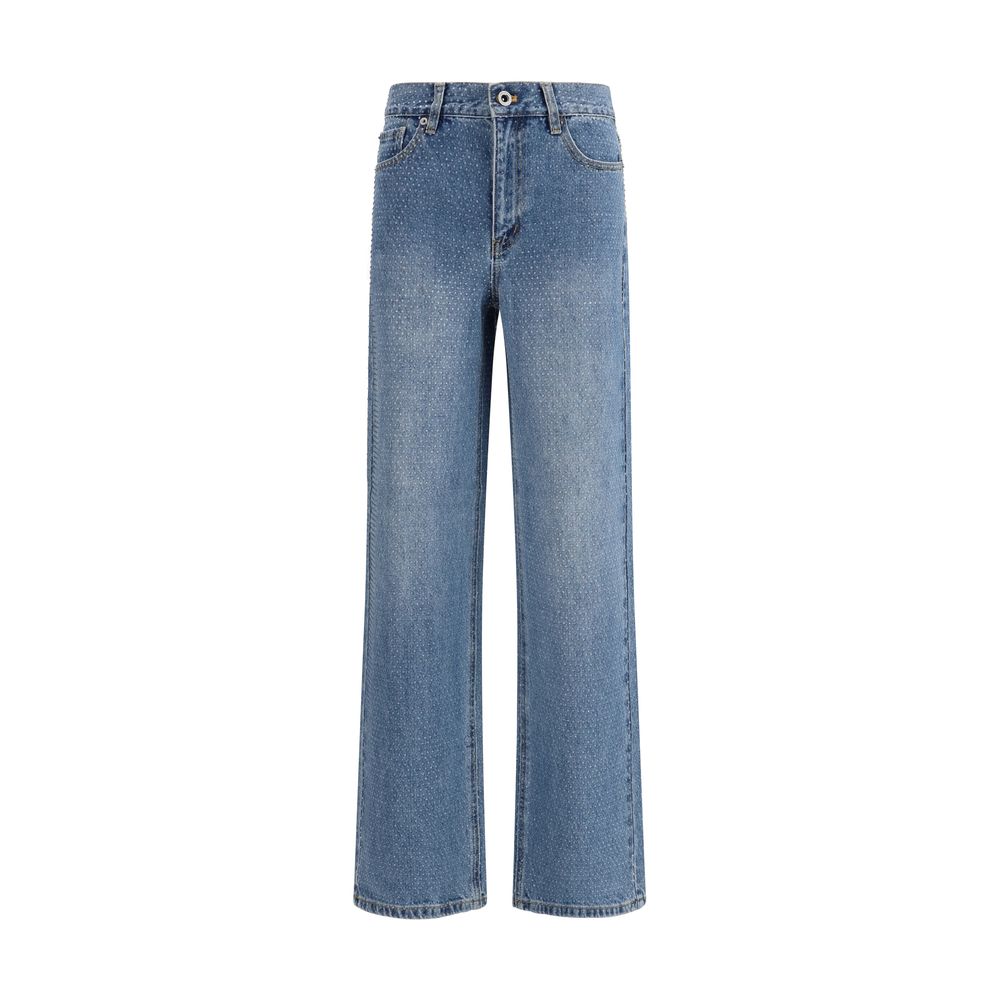 Self-Portrait Blue Cotton Straight-Leg Jeans - ClickThatClicks 