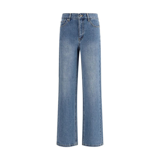Self-Portrait Blue Cotton Straight-Leg Jeans - ClickThatClicks 