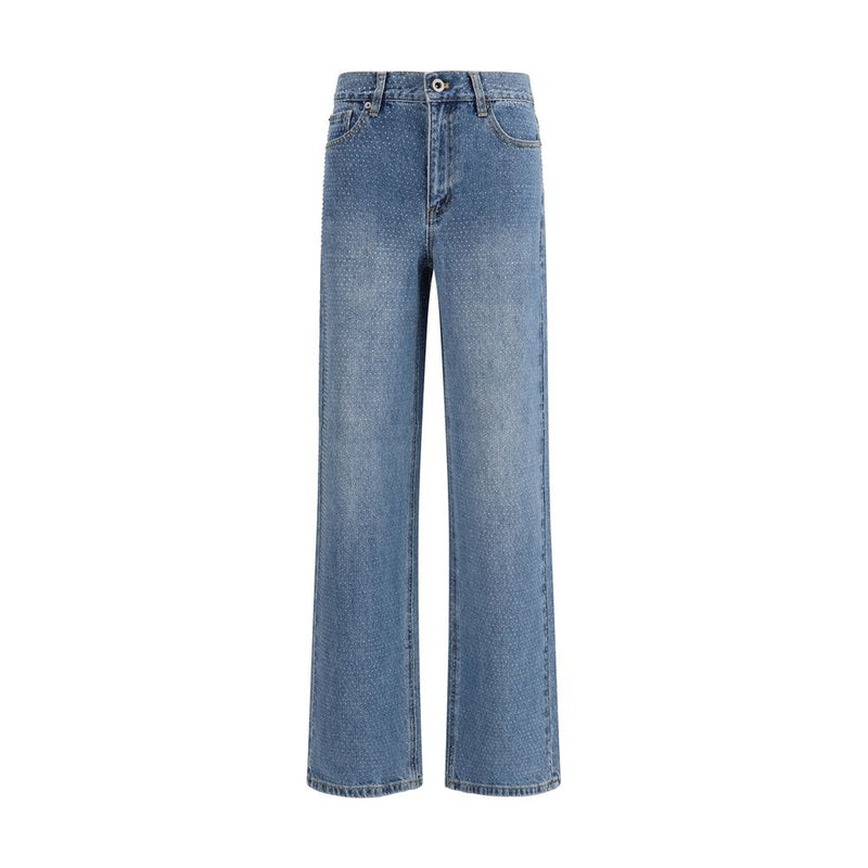 Self-Portrait Blue Cotton Straight-Leg Jeans