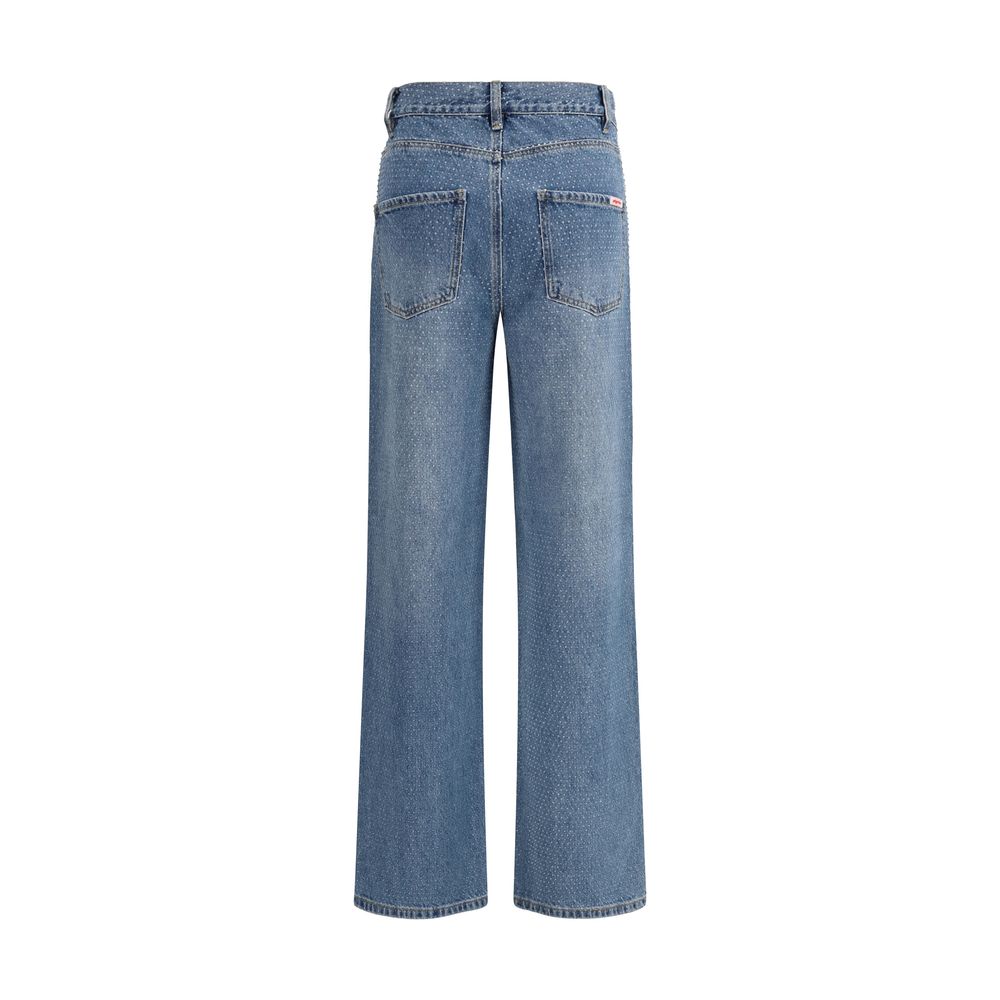 Self-Portrait Blue Cotton Straight-Leg Jeans - ClickThatClicks 