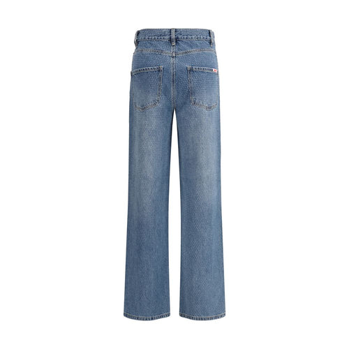 Self-Portrait Blue Cotton Straight-Leg Jeans - ClickThatClicks 