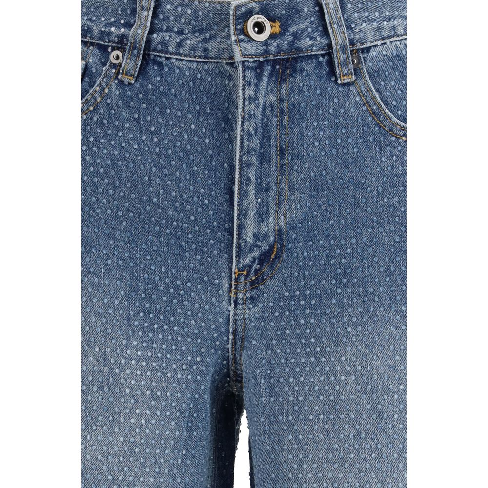Self-Portrait Blue Cotton Straight-Leg Jeans - ClickThatClicks 