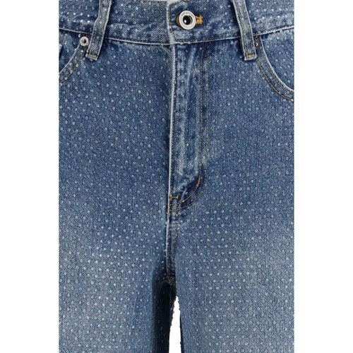 Self-Portrait Blue Cotton Straight-Leg Jeans - ClickThatClicks 