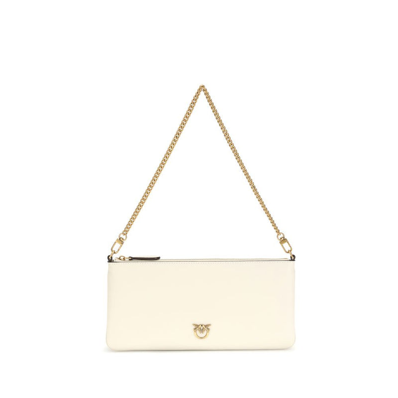 PINKO White Calf Leather Bos Taurus Shoulder Bag