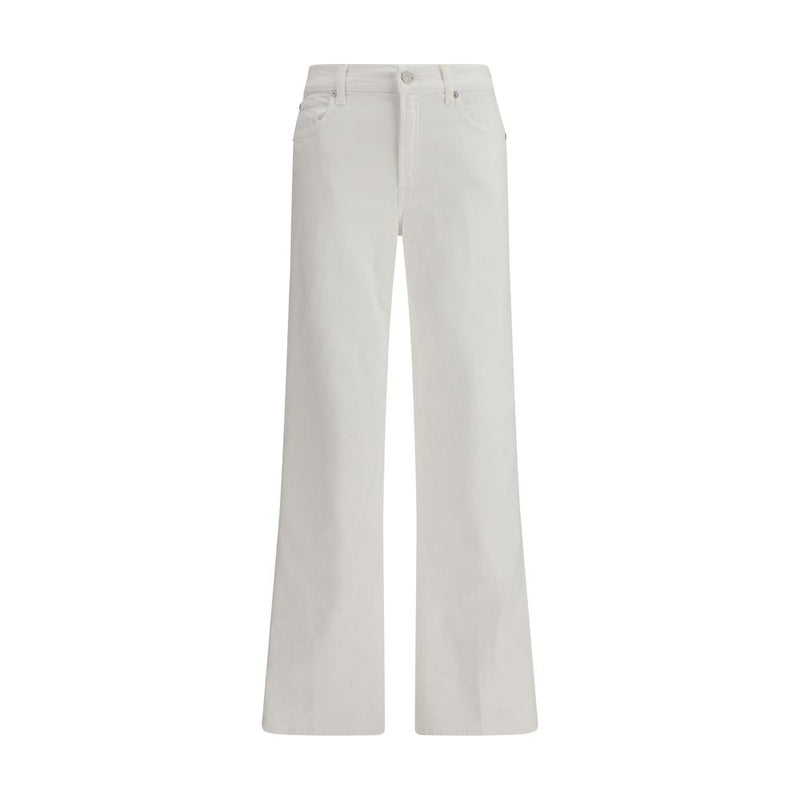 7FOR White Cotton Straight-Leg Jeans