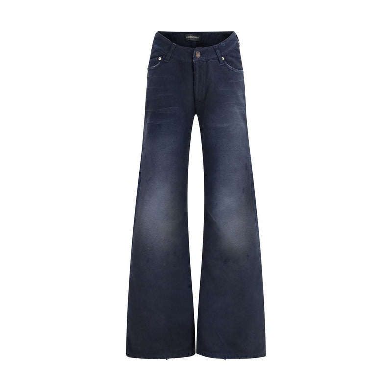 Balenciaga Blue Cotton Flared Jeans - ClickThatClicks 