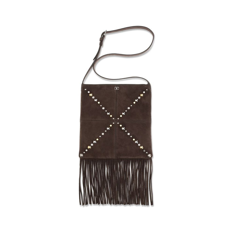 Valentino Garavani Brown Suede Leather Shoulder Bag