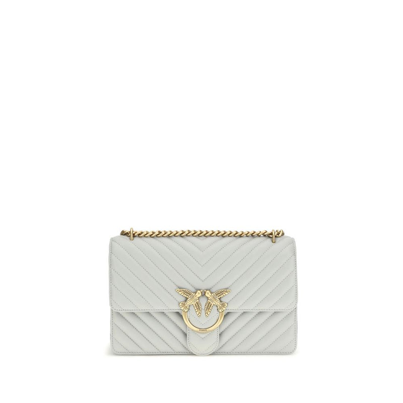 PINKO Gray Calf Leather Bos Taurus Shoulder Bag