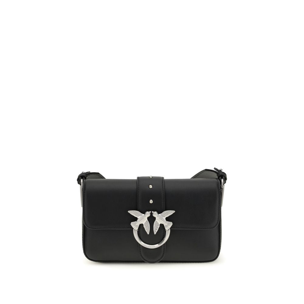 PINKO Black Calf Leather Bos Taurus Shoulder Bag - ClickThatClicks 