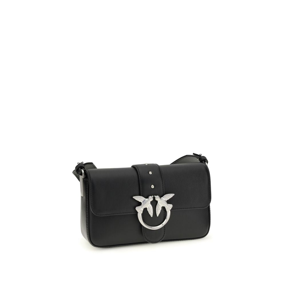 PINKO Black Calf Leather Bos Taurus Shoulder Bag - ClickThatClicks 