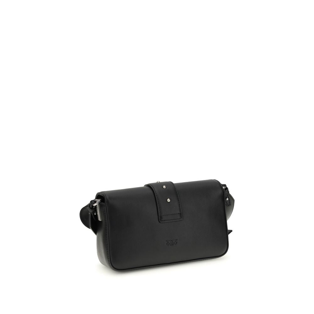 PINKO Black Calf Leather Bos Taurus Shoulder Bag - ClickThatClicks 