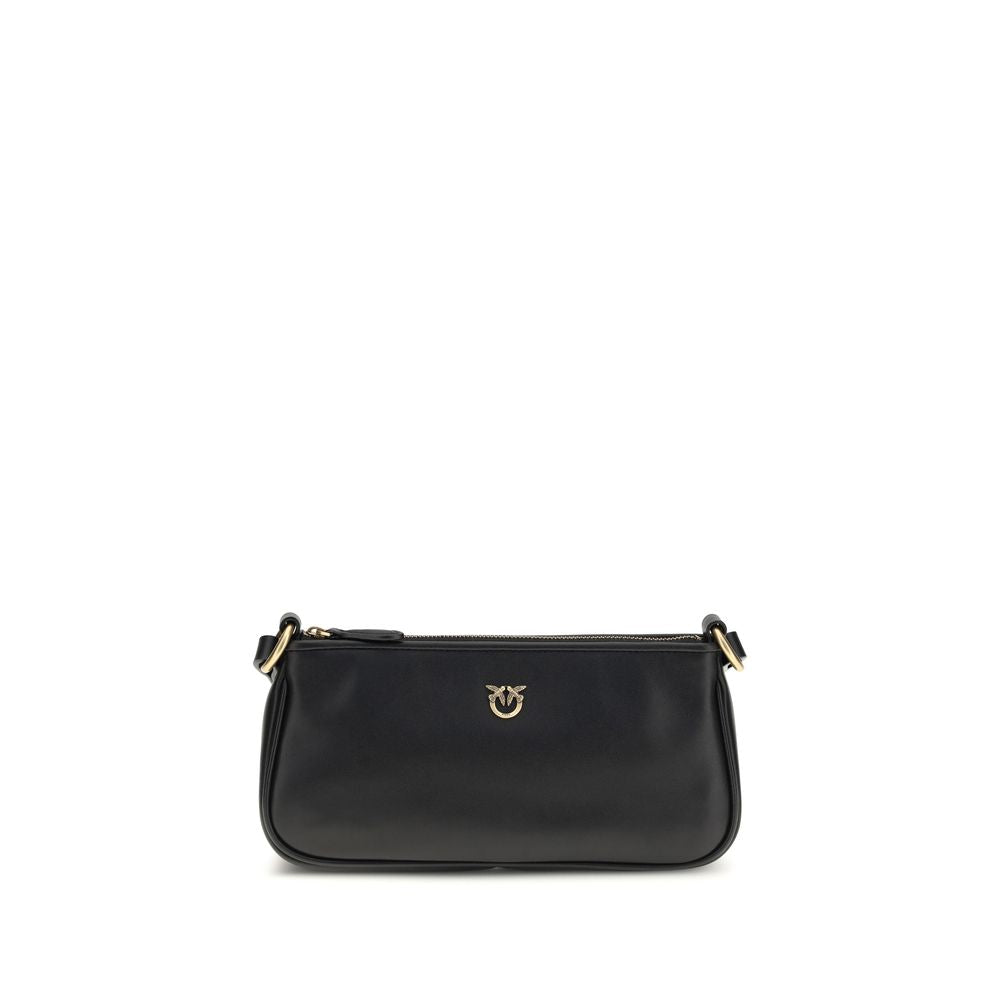PINKO Black Calf Leather Bos Taurus Shoulder Bag - ClickThatClicks 