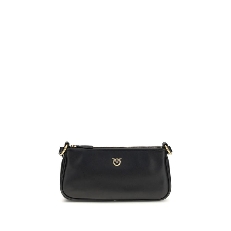 PINKO Black Calf Leather Bos Taurus Shoulder Bag