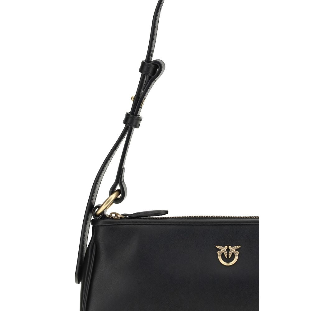 PINKO Black Calf Leather Bos Taurus Shoulder Bag - ClickThatClicks 