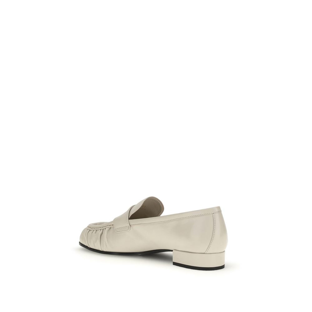 Prada Beige Calf Leather Bos Taurus Slip-On Loafers - ClickThatClicks 