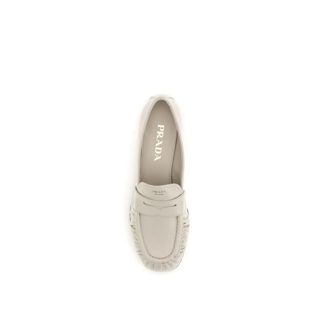 Prada Beige Calf Leather Bos Taurus Slip-On Loafers - ClickThatClicks 