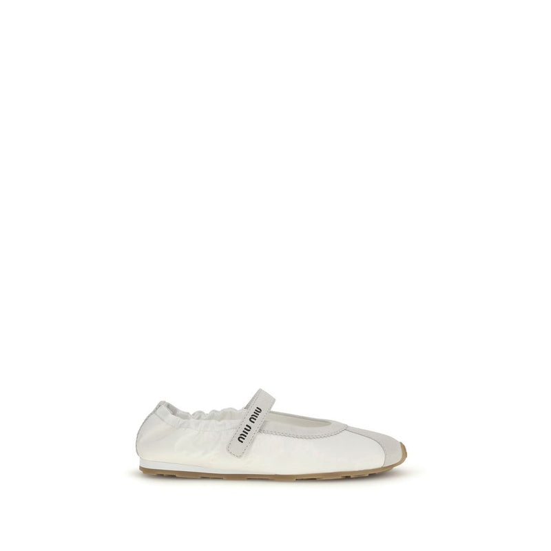 Miu Miu White Fabric Ballet Flats