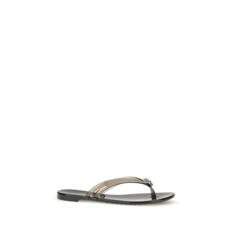 Casadei Black Polyurethane Flat Sandals