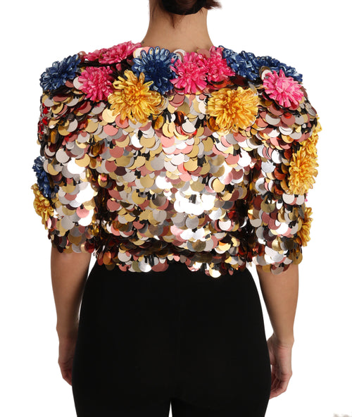Dolce & Gabbana Crystal Sequined Floral Jacket Coat - ClickThatClicks 
